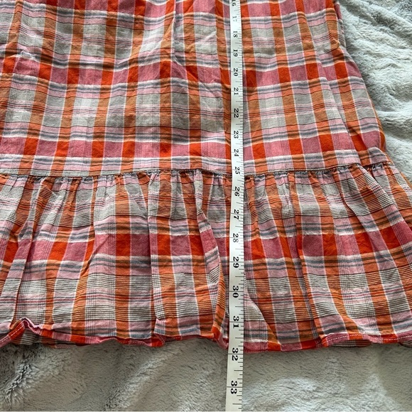 Madewell Plaid Ruffle Sleeve Popover Gingham Cottagecore Mini Dress - Picture 6 of 8